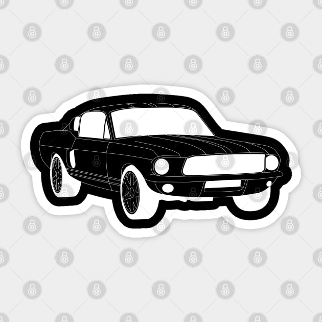 FF Ford Mustang White Outline Sticker by kindacoolbutnotreally